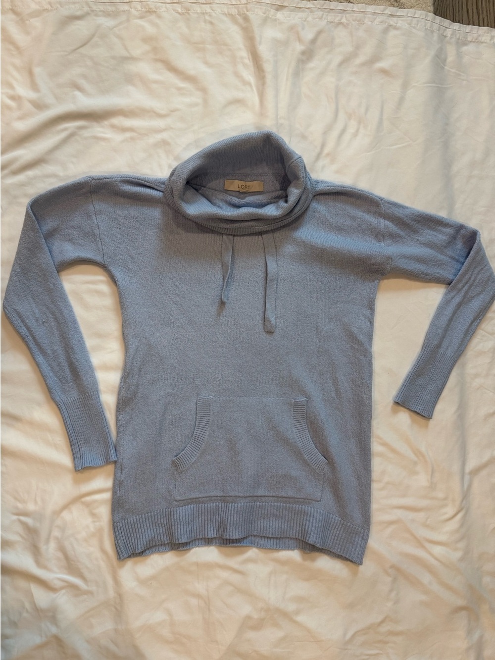 LOFT Pale Blue Knit Cowl-Neck Sweater